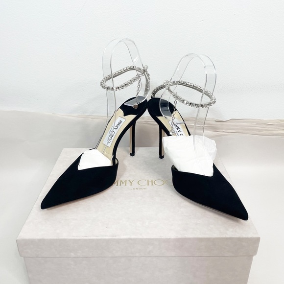 Jimmy Choo Saeda Suede Crystal Pump - Picture 8 of 11